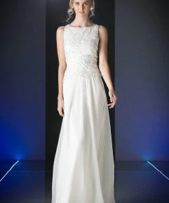 Cinderella Divine - Lace Bateau Neck Chiffon A-line Dress 11 Cinderella Divine - Lace Bateau Neck Chiffon A-line Dress