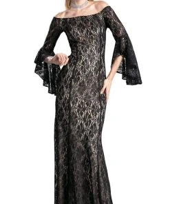 Cinderella Divine - Lace Long Bell Sleeve Sheath Dress