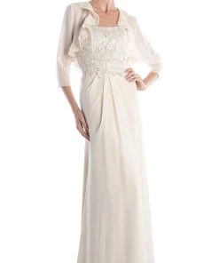 Cinderella Divine - Lace Sheath Dress With Ruffled Jacket Formal Gowns