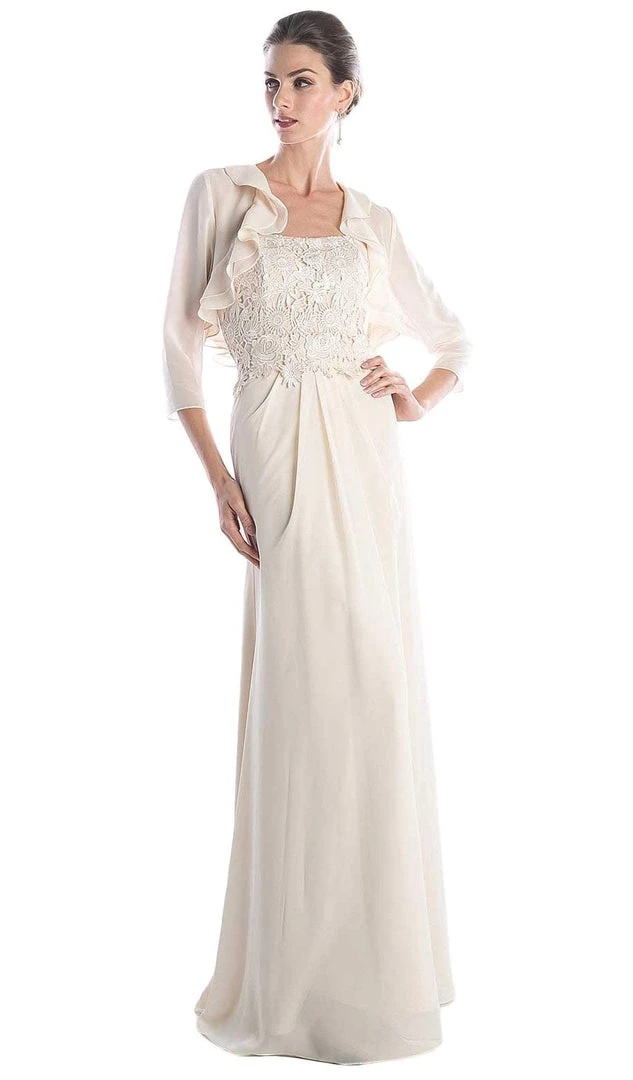 Cinderella Divine - Lace Sheath Dress With Ruffled Jacket Formal Gowns 3 Cinderella Divine - Lace Sheath Dress With Ruffled Jacket Formal Gowns