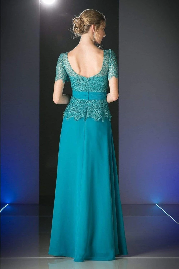 Formal Gowns Cinderella Divine - Lace Short Sleeve Illusion Bateau Sheath Dress 8 Formal Gowns Cinderella Divine - Lace Short Sleeve Illusion Bateau Sheath Dress