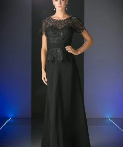 Formal Gowns Cinderella Divine - Lace Short Sleeve Illusion Bateau Sheath Dress 31 Formal Gowns Cinderella Divine - Lace Short Sleeve Illusion Bateau Sheath Dress