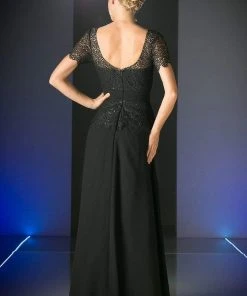 Formal Gowns Cinderella Divine - Lace Short Sleeve Illusion Bateau Sheath Dress 32 Formal Gowns Cinderella Divine - Lace Short Sleeve Illusion Bateau Sheath Dress