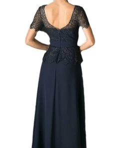 Formal Gowns Cinderella Divine - Lace Short Sleeve Illusion Bateau Sheath Dress 47 Formal Gowns Cinderella Divine - Lace Short Sleeve Illusion Bateau Sheath Dress