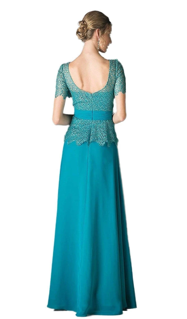 Formal Gowns Cinderella Divine - Lace Short Sleeve Illusion Bateau Sheath Dress 23 Formal Gowns Cinderella Divine - Lace Short Sleeve Illusion Bateau Sheath Dress