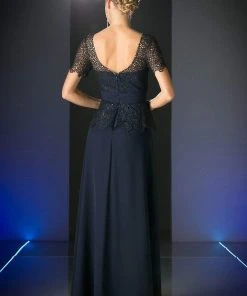 Formal Gowns Cinderella Divine - Lace Short Sleeve Illusion Bateau Sheath Dress 28 Formal Gowns Cinderella Divine - Lace Short Sleeve Illusion Bateau Sheath Dress