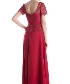 Formal Gowns Cinderella Divine - Lace Short Sleeve Illusion Bateau Sheath Dress 43 Formal Gowns Cinderella Divine - Lace Short Sleeve Illusion Bateau Sheath Dress