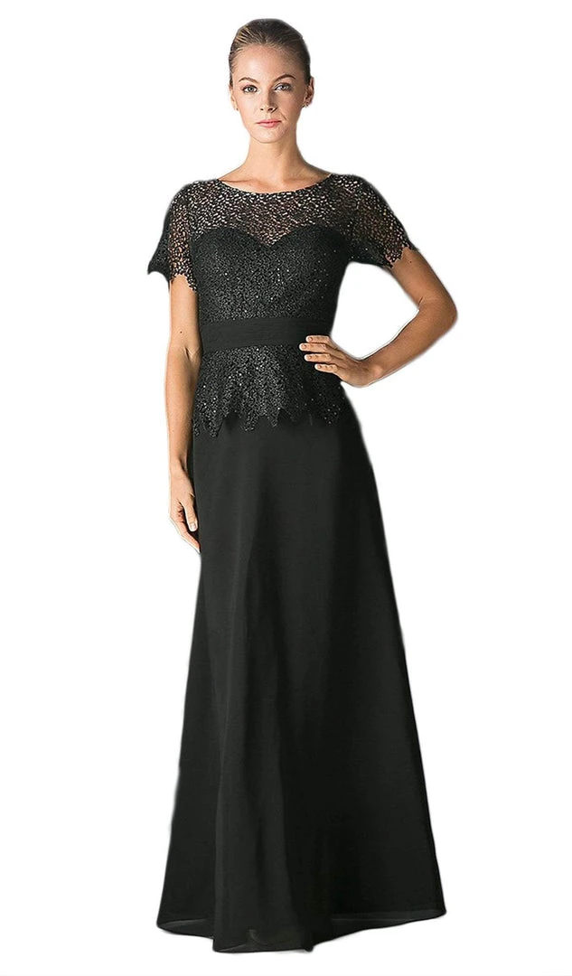 Formal Gowns Cinderella Divine - Lace Short Sleeve Illusion Bateau Sheath Dress 15 Formal Gowns Cinderella Divine - Lace Short Sleeve Illusion Bateau Sheath Dress