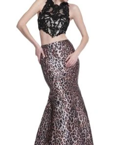 Cinderella Divine - Lace Sleeveless Two-Piece Print Mermaid Evening Gown
