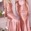 Cinderella Divine - Metallic Draped Prom Dress CH163C 1 Pc Dusty Rose In Size 4X Available Formal Gowns