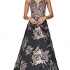 Cinderella Divine - ML924 Floral Plunging V-Neck Evening Gown Formal Gowns