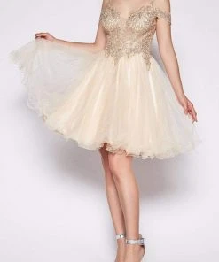 Cocktail Dresses Cinderella Divine - ML925 Beaded Lace Tulle A-line Gown 8 Cocktail Dresses Cinderella Divine - ML925 Beaded Lace Tulle A-line Gown