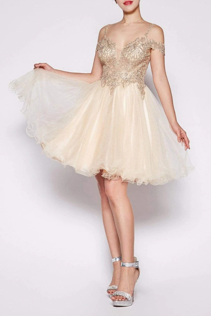 Cocktail Dresses Cinderella Divine - ML925 Beaded Lace Tulle A-line Gown 5 Cocktail Dresses Cinderella Divine - ML925 Beaded Lace Tulle A-line Gown