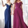 Formal Gowns Cinderella Divine - Off Shoulder Chiffon Prom Dress CD0156 - 1 Pc Navy In Size 3X Available