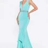 Cinderella Divine - P107 Bead Accented Deep V-neck Trumpet Dress