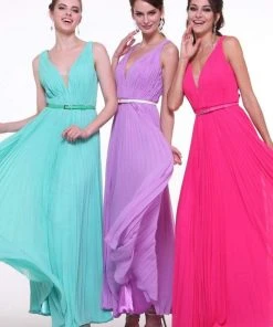 Formal Gowns Cinderella Divine - Pleated V-neck A-line Dress