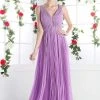 Formal Gowns Cinderella Divine - Pleated V-neck A-line Dress