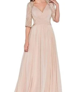 Cinderella Divine - Quarter Sleeve Ruched Chiffon Dress RV774 - 1 Pc Burgundy In Size 10 Available