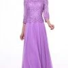 Cinderella Divine - Quarter Sleeve Soutache Bodice A-Line Long Formal Dress 14327 Formal Gowns