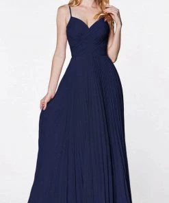 Cinderella Divine - Ruched Bodice A-Line Gown 7471 - 1 Pc Navy In Size 18 Available
