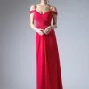 Cinderella Divine Ruched Off Shoulder Chiffon Gown Formal Gowns