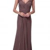 Cinderella Divine - Sheer Embellished V-neck Sheath Dress Formal Gowns
