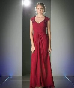 Cinderella Divine - Sheer Embellished V-neck Sheath Dress Formal Gowns 15 Cinderella Divine - Sheer Embellished V-neck Sheath Dress Formal Gowns