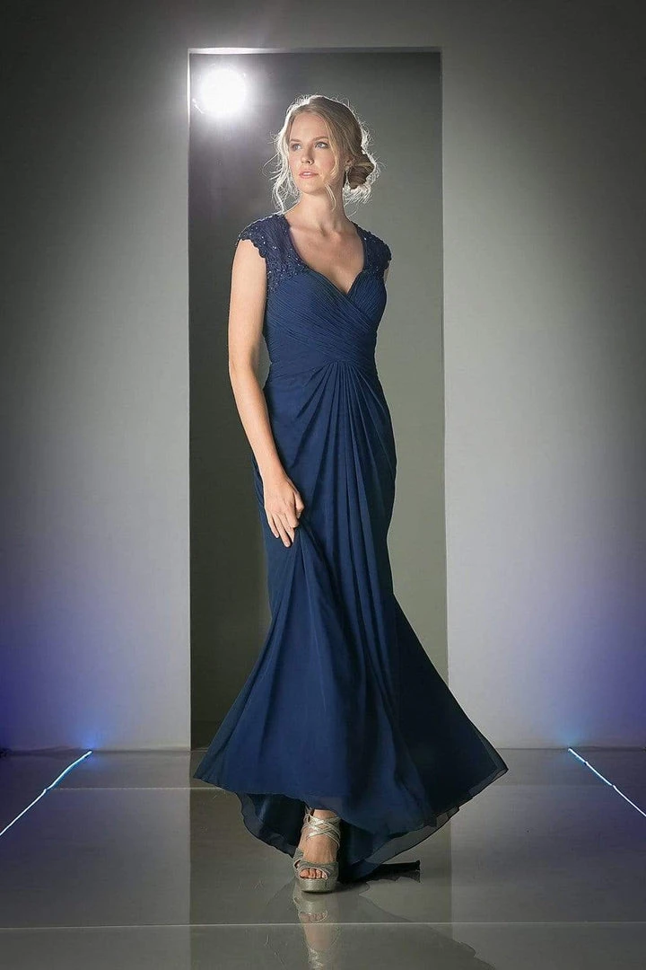 Cinderella Divine - Sheer Embellished V-neck Sheath Dress Formal Gowns 9 Cinderella Divine - Sheer Embellished V-neck Sheath Dress Formal Gowns