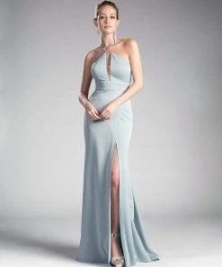 Cinderella Divine - CF279-1 Shimmer Halter Neck Sheath Evening Dress 10 Cinderella Divine - CF279-1 Shimmer Halter Neck Sheath Evening Dress