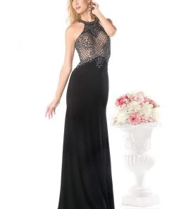 Formal Gowns Cinderella Divine - Sleeveless Beaded Halter Neck Sheath Dress 10 Formal Gowns Cinderella Divine - Sleeveless Beaded Halter Neck Sheath Dress