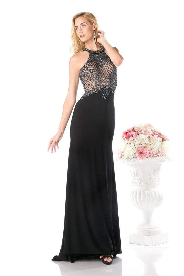 Formal Gowns Cinderella Divine - Sleeveless Beaded Halter Neck Sheath Dress 5 Formal Gowns Cinderella Divine - Sleeveless Beaded Halter Neck Sheath Dress