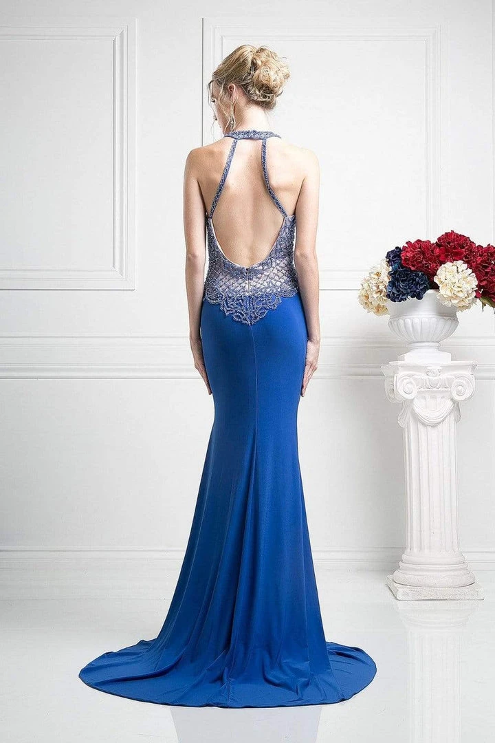 Formal Gowns Cinderella Divine - Sleeveless Beaded Halter Neck Sheath Dress 8 Formal Gowns Cinderella Divine - Sleeveless Beaded Halter Neck Sheath Dress