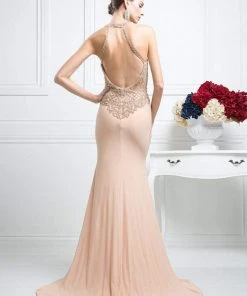Formal Gowns Cinderella Divine - Sleeveless Beaded Halter Neck Sheath Dress 9 Formal Gowns Cinderella Divine - Sleeveless Beaded Halter Neck Sheath Dress