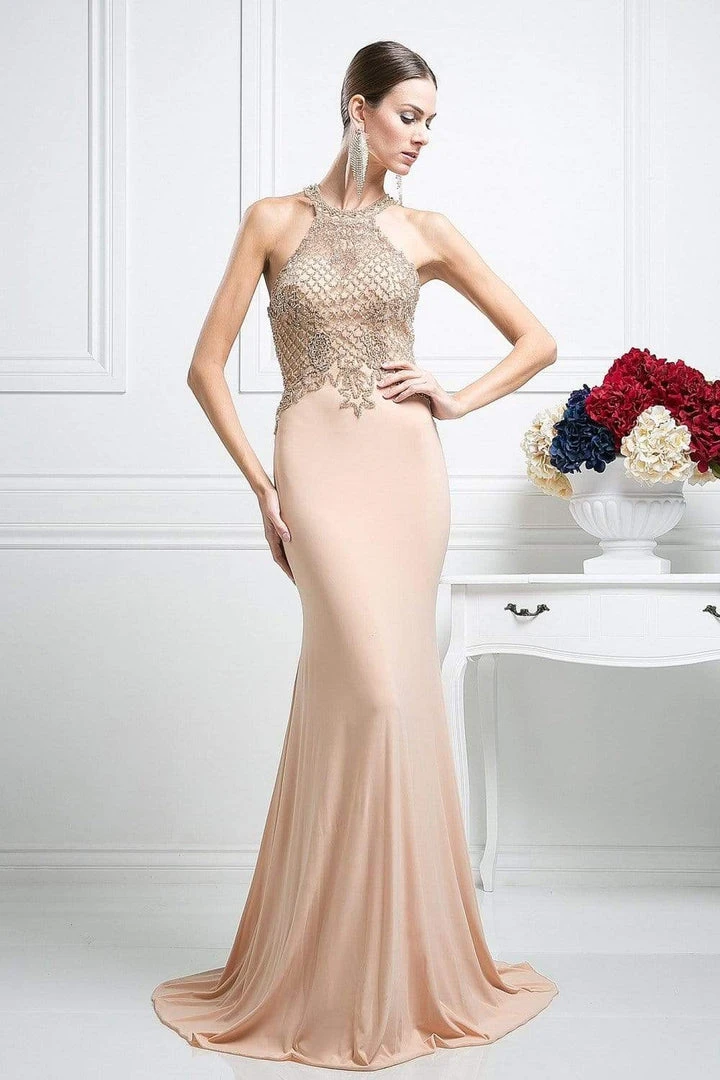 Formal Gowns Cinderella Divine - Sleeveless Beaded Halter Neck Sheath Dress 3 Formal Gowns Cinderella Divine - Sleeveless Beaded Halter Neck Sheath Dress