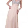 Cinderella Divine - Sleeveless Bedazzled Plunging V-neck A-line Dress Formal Gowns