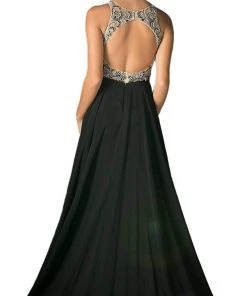 Cinderella Divine - Sleeveless Embellished Ruched A-line Dress