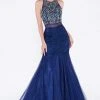Cinderella Divine - Sleeveless Faux Two-Piece Mermaid Evening Gown Formal Gowns