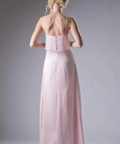 Formal Gowns Cinderella Divine - Sleeveless Flounce Halter Neck Sheath Dress