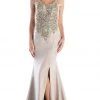 Formal Gowns Cinderella Divine - Sleeveless Gilded V-neck Trumpet Dress