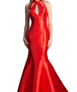 Cinderella Divine - Sleeveless High Halter Neck Mermaid Evening Gown