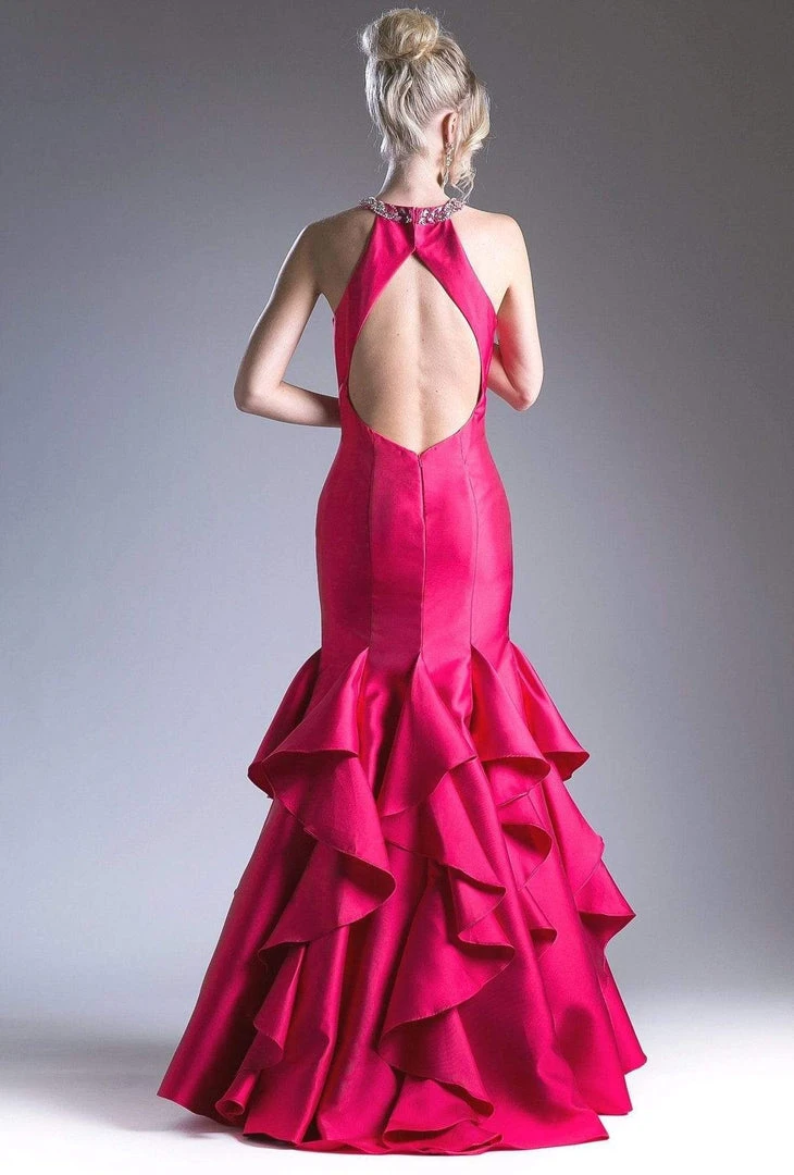 Formal Gowns Cinderella Divine - Sleeveless Jeweled Halter Ruffled Mermaid Dress 9 Formal Gowns Cinderella Divine - Sleeveless Jeweled Halter Ruffled Mermaid Dress