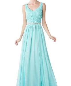 Formal Gowns Cinderella Divine - Sleeveless Pleated V-Neck Bodice A-Line Gown