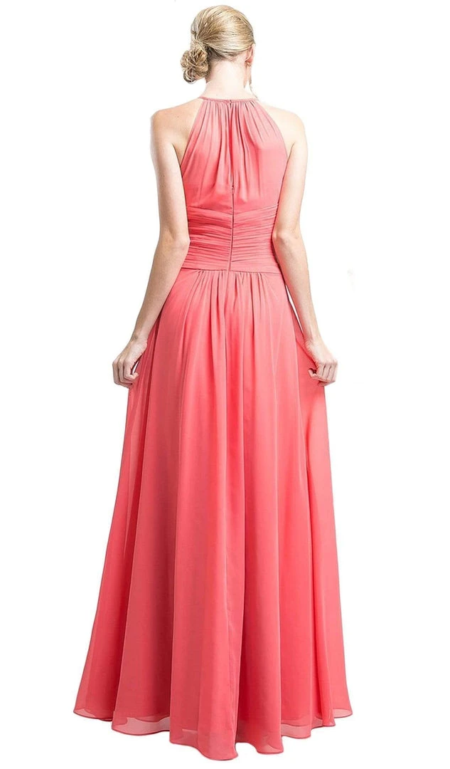 Cinderella Divine - Sleeveless Ruched Halter A-line Dress Formal Gowns 4 Cinderella Divine - Sleeveless Ruched Halter A-line Dress Formal Gowns