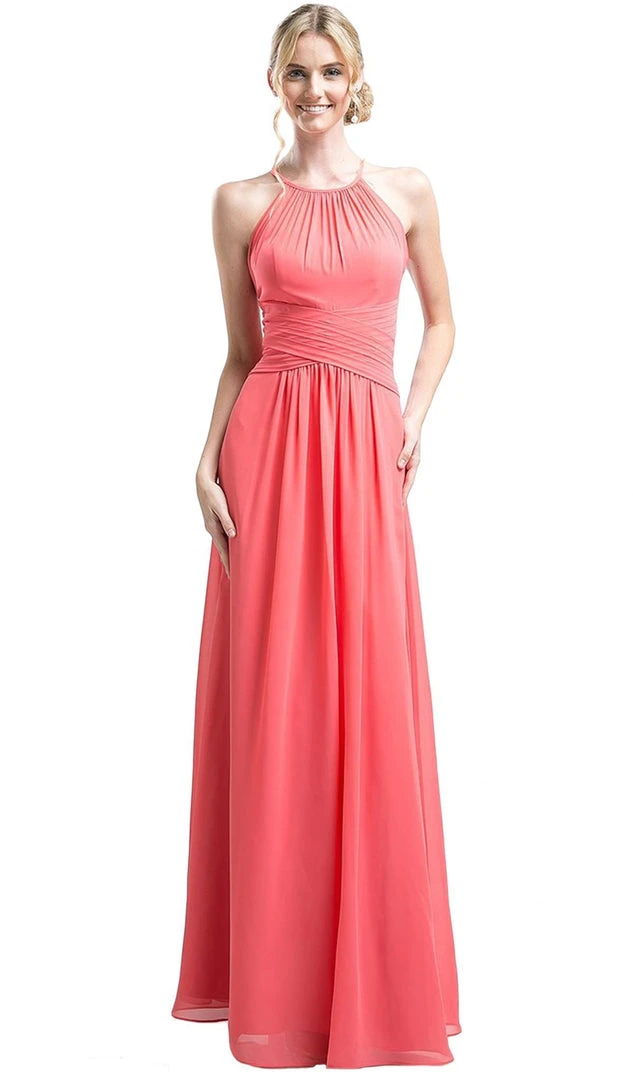 Cinderella Divine - Sleeveless Ruched Halter A-line Dress Formal Gowns 3 Cinderella Divine - Sleeveless Ruched Halter A-line Dress Formal Gowns
