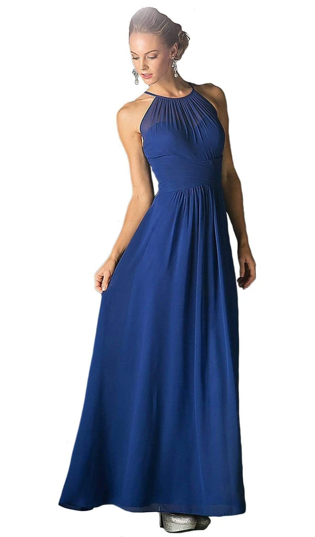 Cinderella Divine - Sleeveless Ruched Halter A-line Dress Formal Gowns 8 Cinderella Divine - Sleeveless Ruched Halter A-line Dress Formal Gowns