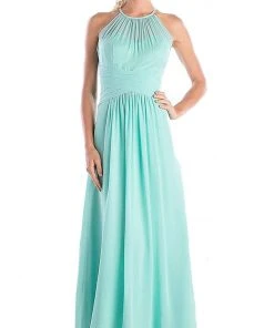 Cinderella Divine - Sleeveless Ruched Halter A-line Dress Formal Gowns 12 Cinderella Divine - Sleeveless Ruched Halter A-line Dress Formal Gowns