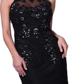 Cinderella Divine Sleeveless Sequined Lace Cocktail Dress - 1 Pc. Black In Size 12 Available