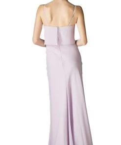 Cinderella Divine - Sleeveless Surplice Ruffled Bodice A-Line Long Formal Dress Formal Gowns