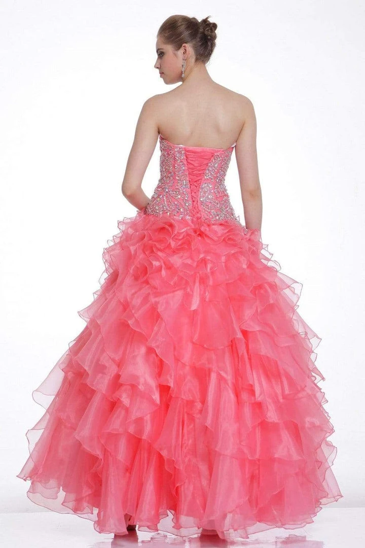 Formal Gowns Cinderella Divine - Strapless Beaded Ruffled Evening Gown 4 Formal Gowns Cinderella Divine - Strapless Beaded Ruffled Evening Gown