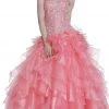 Formal Gowns Cinderella Divine - Strapless Beaded Ruffled Evening Gown
